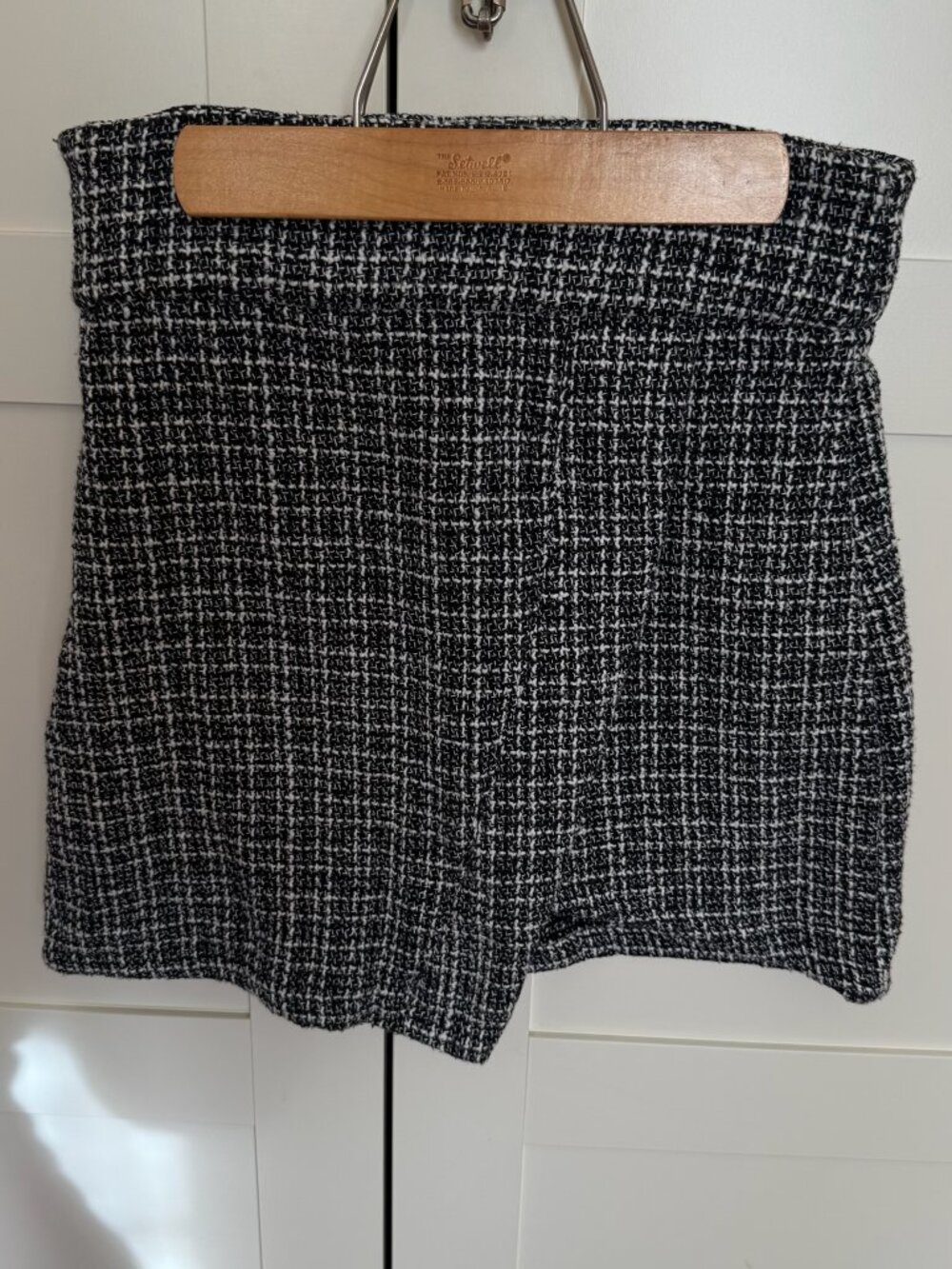 Shein Black and White Tweed Faux Wrap Mini Skirt - Sz M